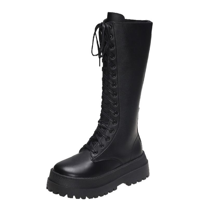 Long boots for women's autumn new straps, thin boots, thick soles but knee Martin boots for women