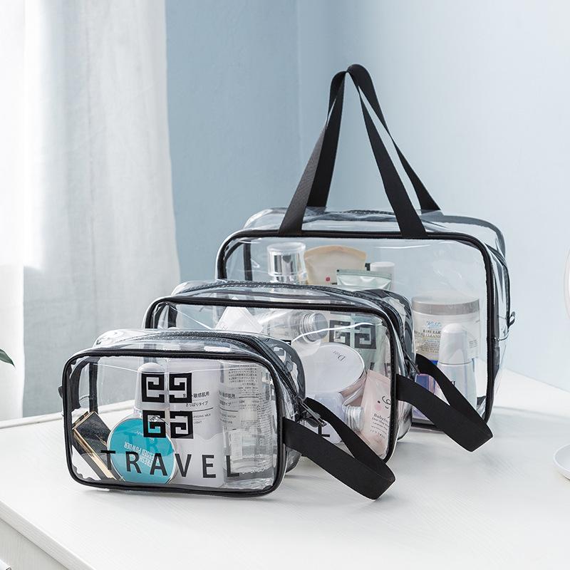 Waterproof Transparent PVC Cosmetic Bag for Travel - Large Capacity Portable Toiletry Organizer