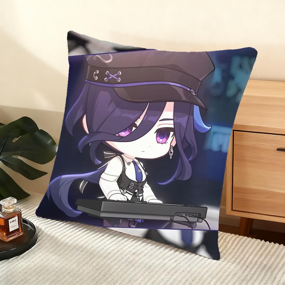 Genshin Impact Clorinde Cushion Cover Soft Short Plush Pillow Cover Smooth Cozy Texture Aesthetic Cushion Case Home Decor