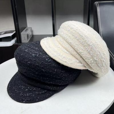 Lille ottekantet hat, forårs- og efterårskasket, kvindelig retro afslappet malerhat, shopping, lille duftende stil baret