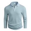 Men's Long Sleeve Polo Shirt Classic Button Placket Business Casual Golf Top for Spring Fall Wear