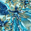 Blue Black Gold Embroidered Floral Patches DIY Sequins Patches  Wedding Gown Decoration DIY