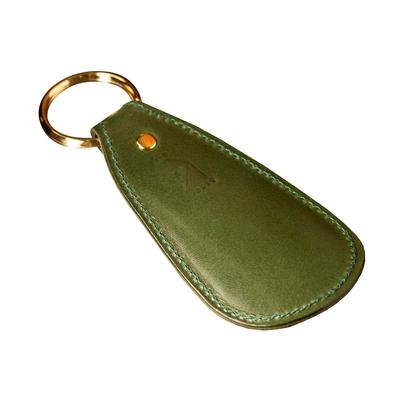 Am De Mas Shoehorn, Tochigi Leather, Genuine Leather, Made In Japan, Portable, Men's, Handmade, Gold-Plated Ring, SH-005 (Green)