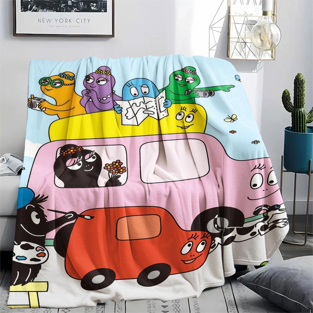 Barbapapa Poster Printed Flannel Blanket, soft throw for bedroom sofa, washable, fan merchandise, great gift.