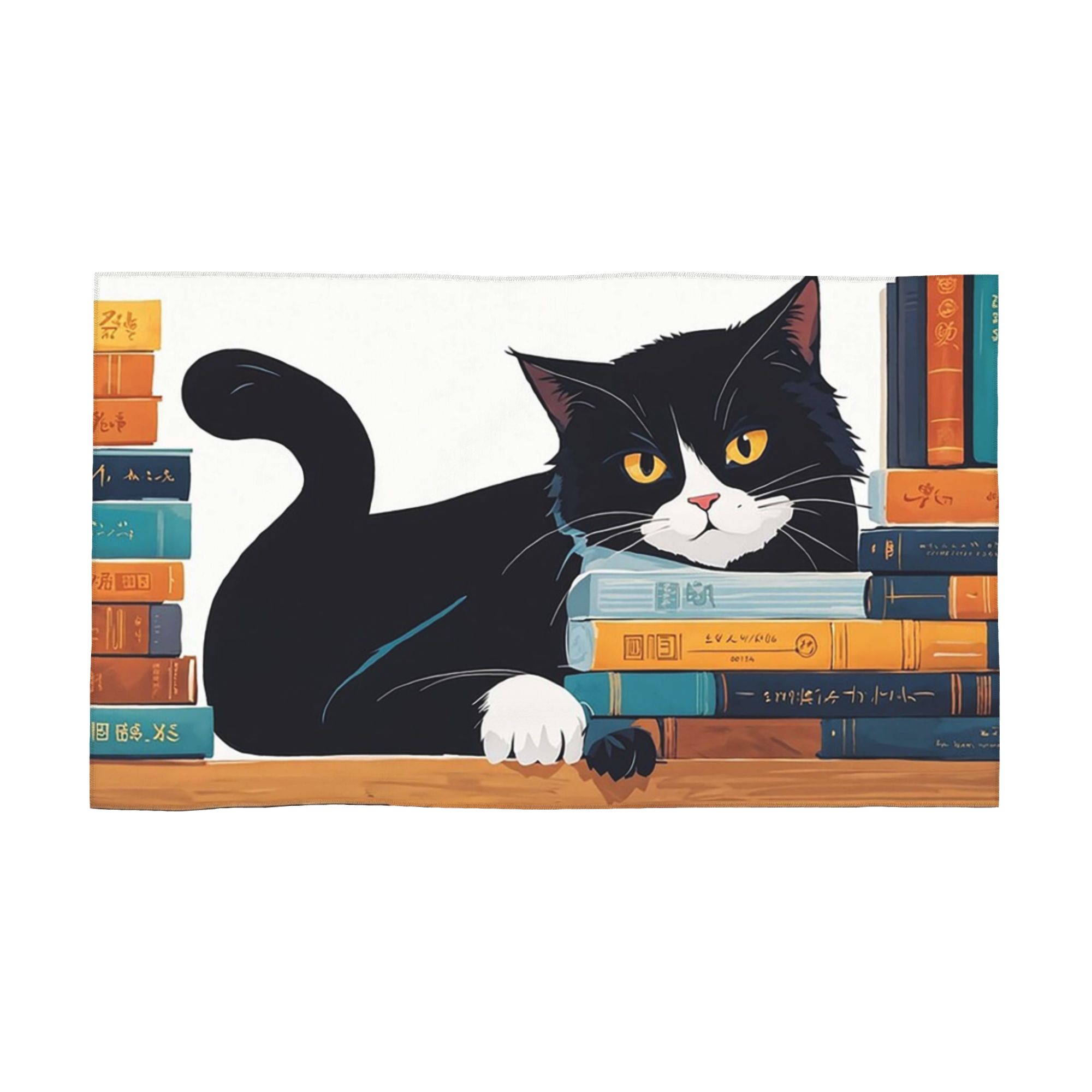 

cute tuxedo cat and bookstore Soft Face Towel Quick Dry Pool Bath Cotton Towels Breathable W30*H60(CM)