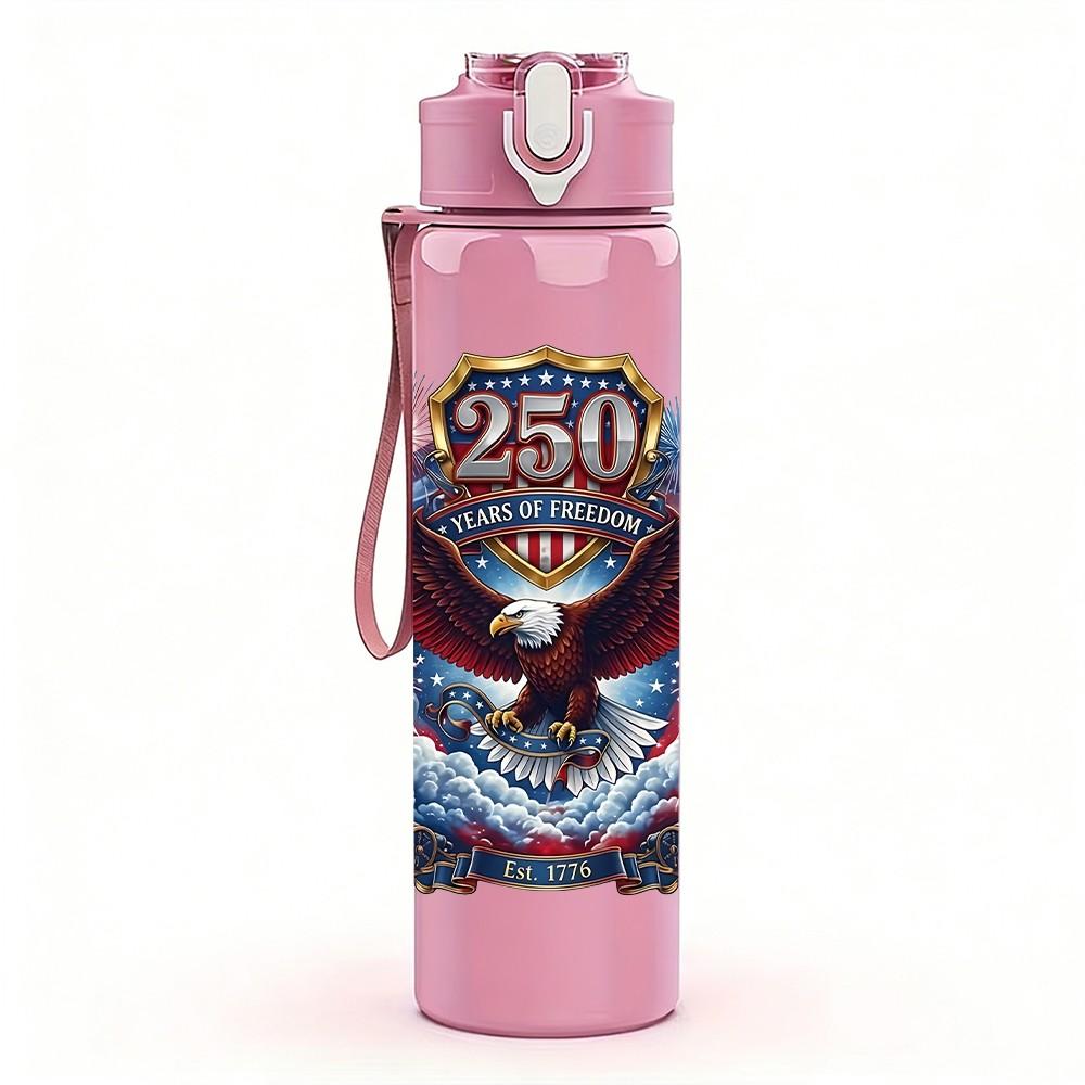 1PC Retro Eagle Emblem 750ml Color Plastic Sports Water Bottle Leakproof Flip Straw Lid Suitable for Sports Office Home Use