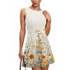 Women's Summer Dress Casual Sleeveless Round Neck Floral Print Vest Sundress