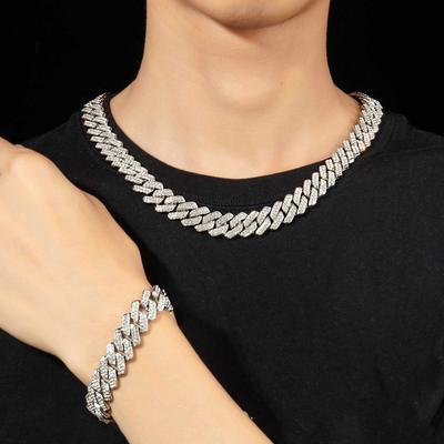 Nueva cadena cubana de aleación de 14 mm con diseño original en forma de diamante, collar de diamantes para hombres y mujeres