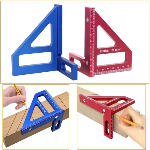 Lunari Right Angle Ruler, 90 Degree and 45 Degree, Multifunctional Aluminum, for Woodworking, DIY Drafting, Carpentry, Triangular, L-Shaped, Straight,