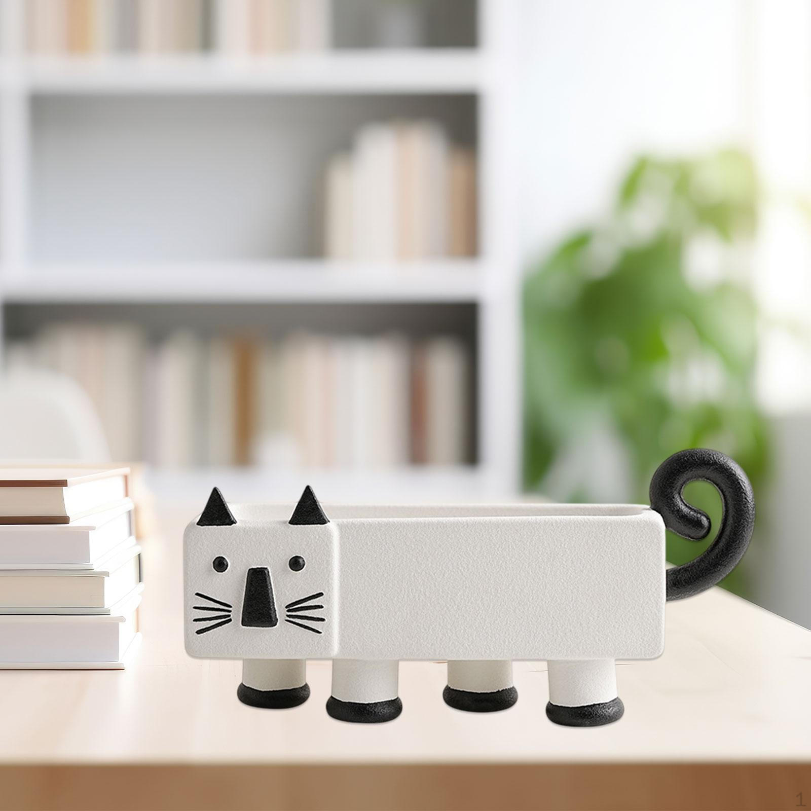

Мультяшная статуэтка кошки, конфетница, ключ, универсальный настольный контейнер для хранения вещей, книжная полка, стол белый