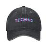 Techno Music Optical Illusion EDM Rave Baseball Caps Fashion Distressed Washed Trippy Glitch Snapback Unisex Women Outdoor Soft Hat