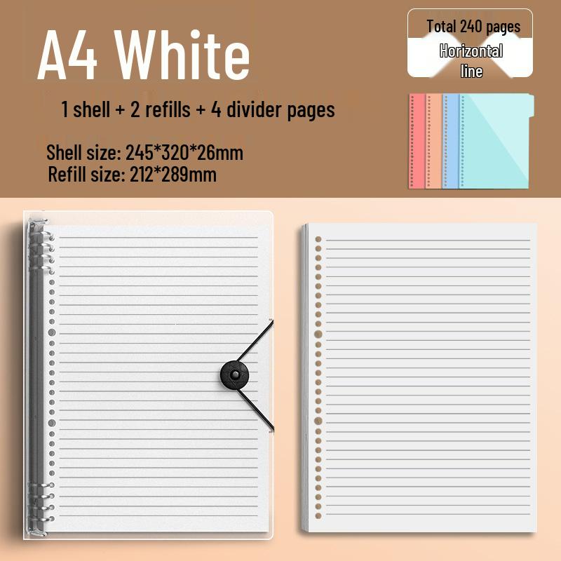 Comfortable B5 Loose-Leaf Notebook: Lined, Removable Binder, Simple Ins Style, Aesthetic Design, Ideal for Exams and High School Students.