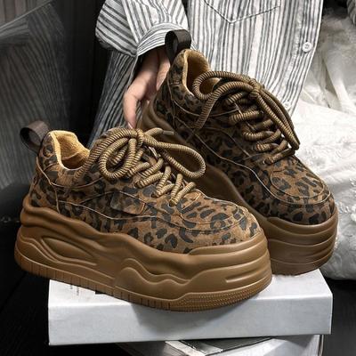 Damskie buty na platformie w panterkę sportowe casualowe nowe sneakersy jesień zima designerskie modne buty do biegania chodzenia podróży