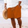2023 Men's Hot-Selling Cotton Linen Drawstring Beach Shorts