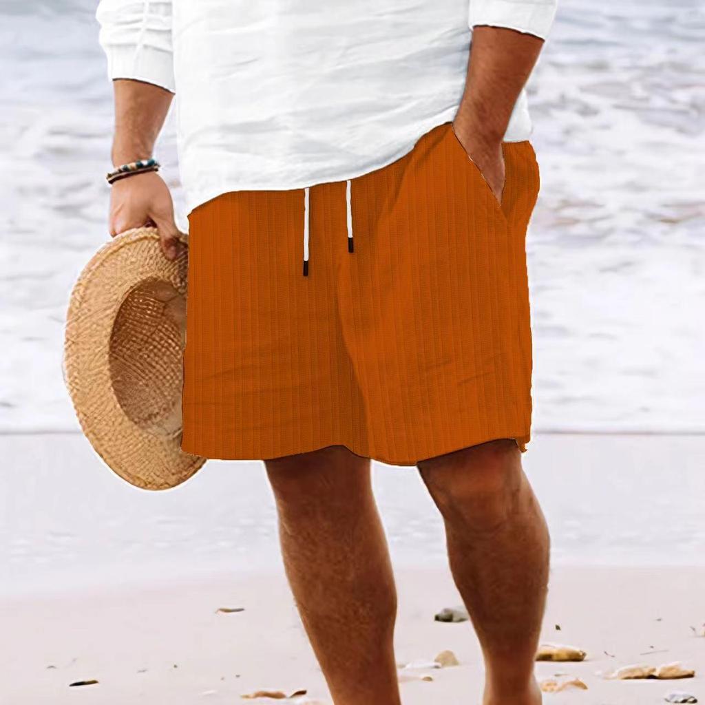 2023 Men's Hot-Selling Cotton Linen Drawstring Beach Shorts