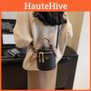 Classy Bucket Purse For Women 2023 New Autumn Winter High-quality Woven Texture Single Shoulder Crossbody Bag