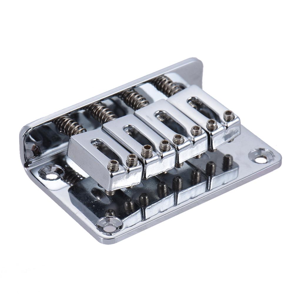 4 String Fixed Hard tail Tailpiece Bridge Set for Electric Ukelele Silver