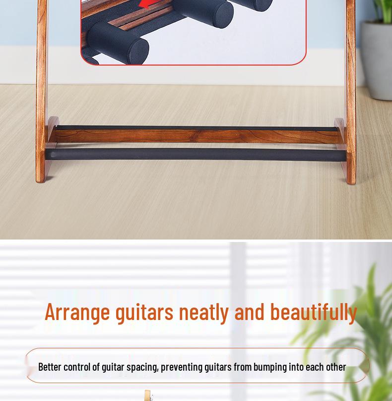 Solid Wood Multi-Guitar Display Stand with 5-Head and 3-Head Options