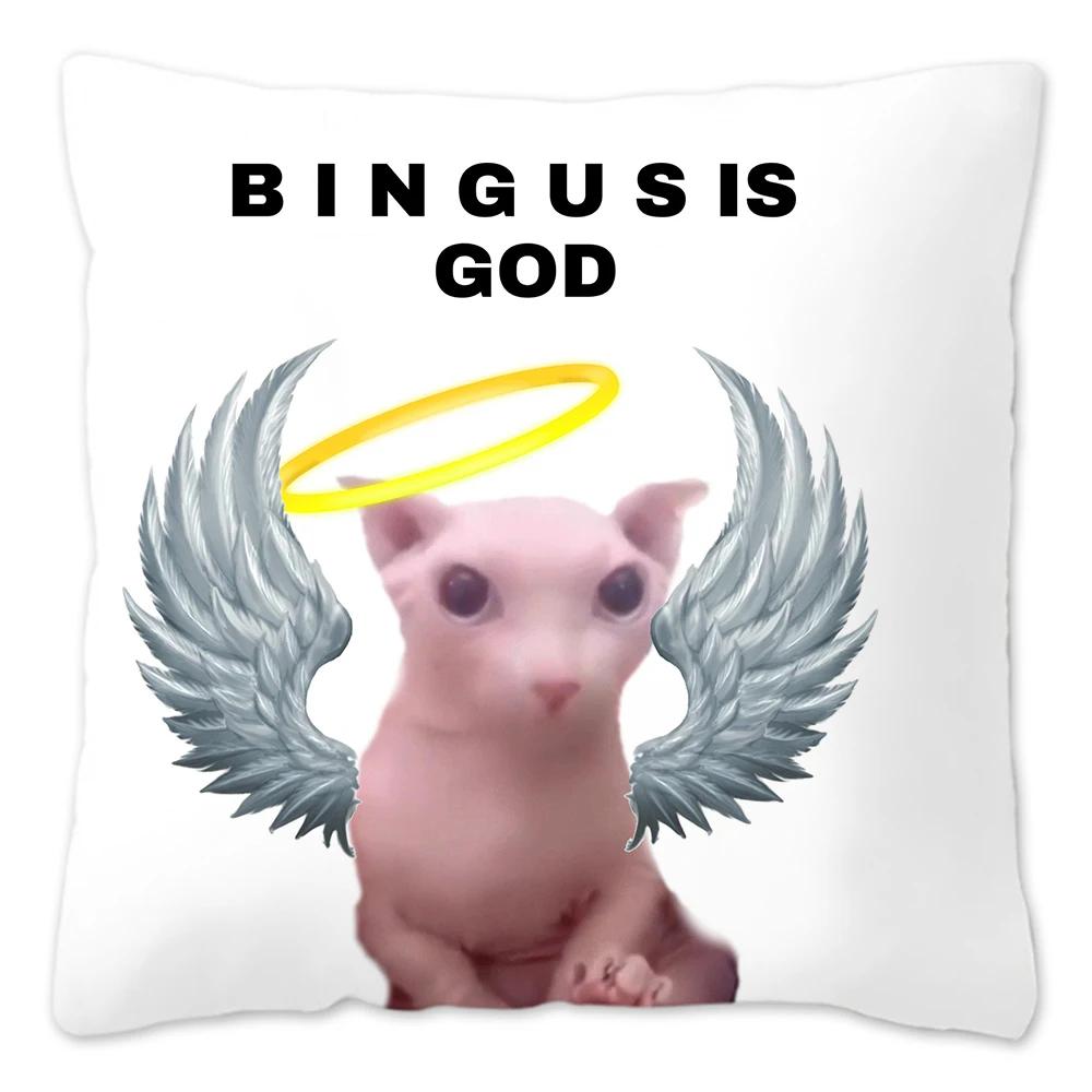 Bingus Cat Meme Pillow Case Home Decoration Funny Cushion Cover for Sofa Livingroom Throw Pillow Cover Fundas Para Cojines