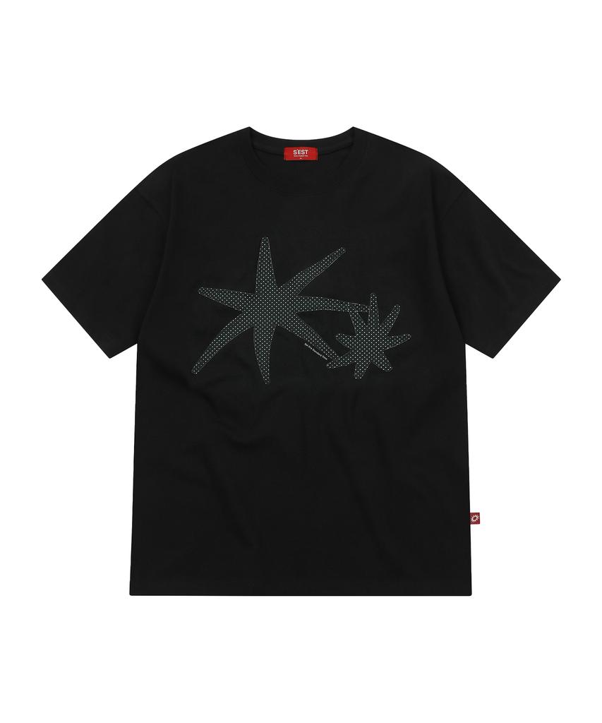 S'EST Star Orbit Applique T-Shirts Black