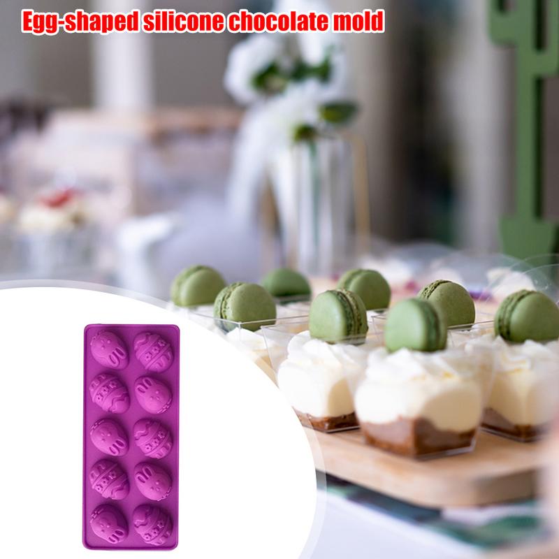 1pcs 10 Cavity Easter Silicone Mold Rabbit Colored Egg Chocolate Cake Mold Holiday Decoration Baking Tools Manual Soap Mould