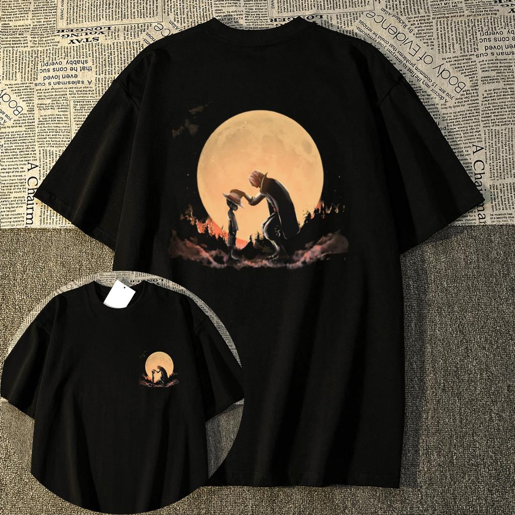 100% reine Baumwolle Japanischer Stil Anime One Piece Bedruckte Kurzarm-T-Shirts für Männer und Frauen Lockerer Sommer Partner Oberteile