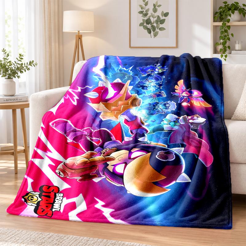 Brawl Stars Flannel Throw Blanket Soft Warm Cozy For Sofa Bed Indoor Home Bedroom Use