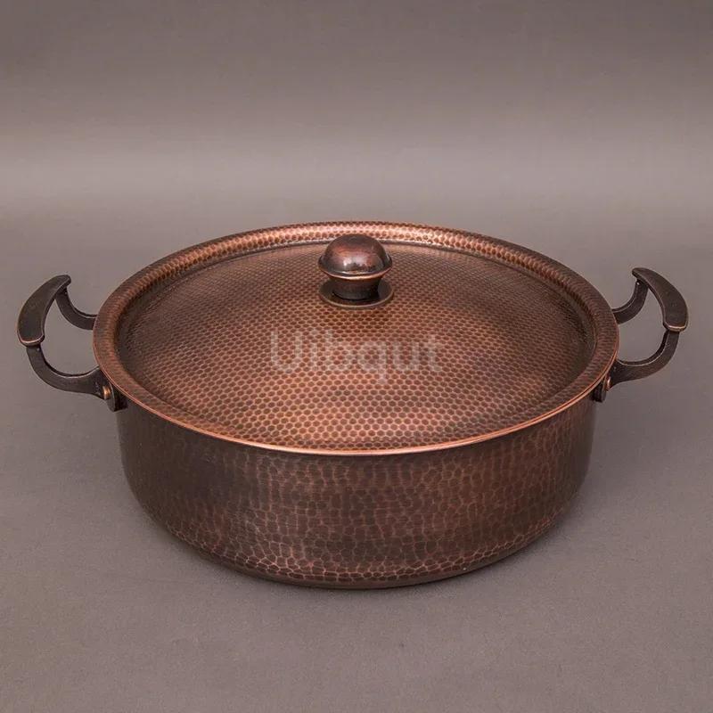 Thickened antique pot Shabu mutton hot pot Copper double flavor hot pots for cooking Induction cooker copper hot pot