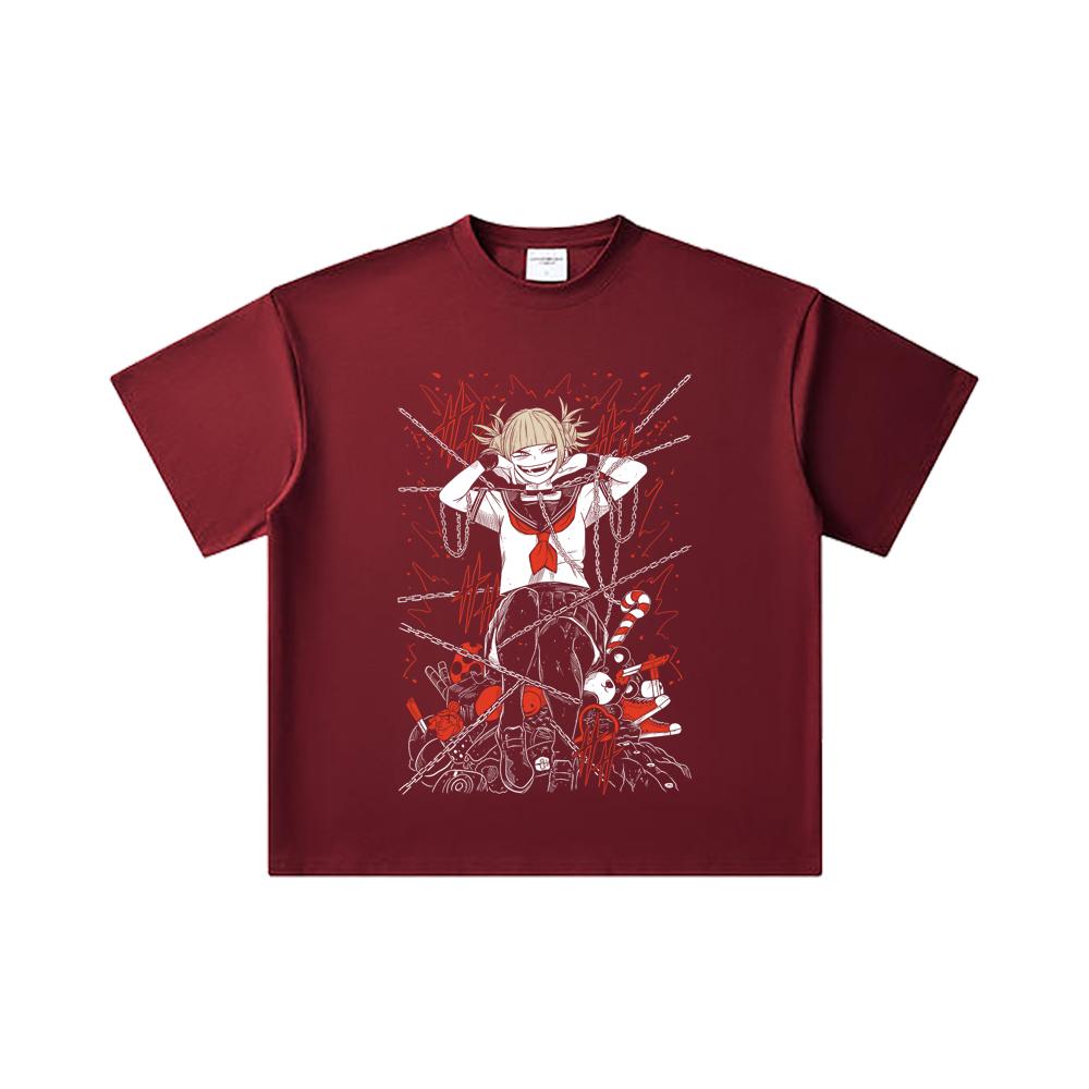 260 GSM Double Yarn 32 Count 100% Cotton My Hero Academia V8 Toga Print Unisex Heavy Cotton T Shirt