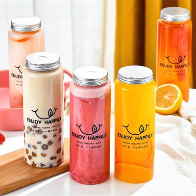 20pcs/pack 500ml Bubble Tea Bottle Disposable Plastic Juice Bottle Drinking Bottle Takeout Beverage Bottles