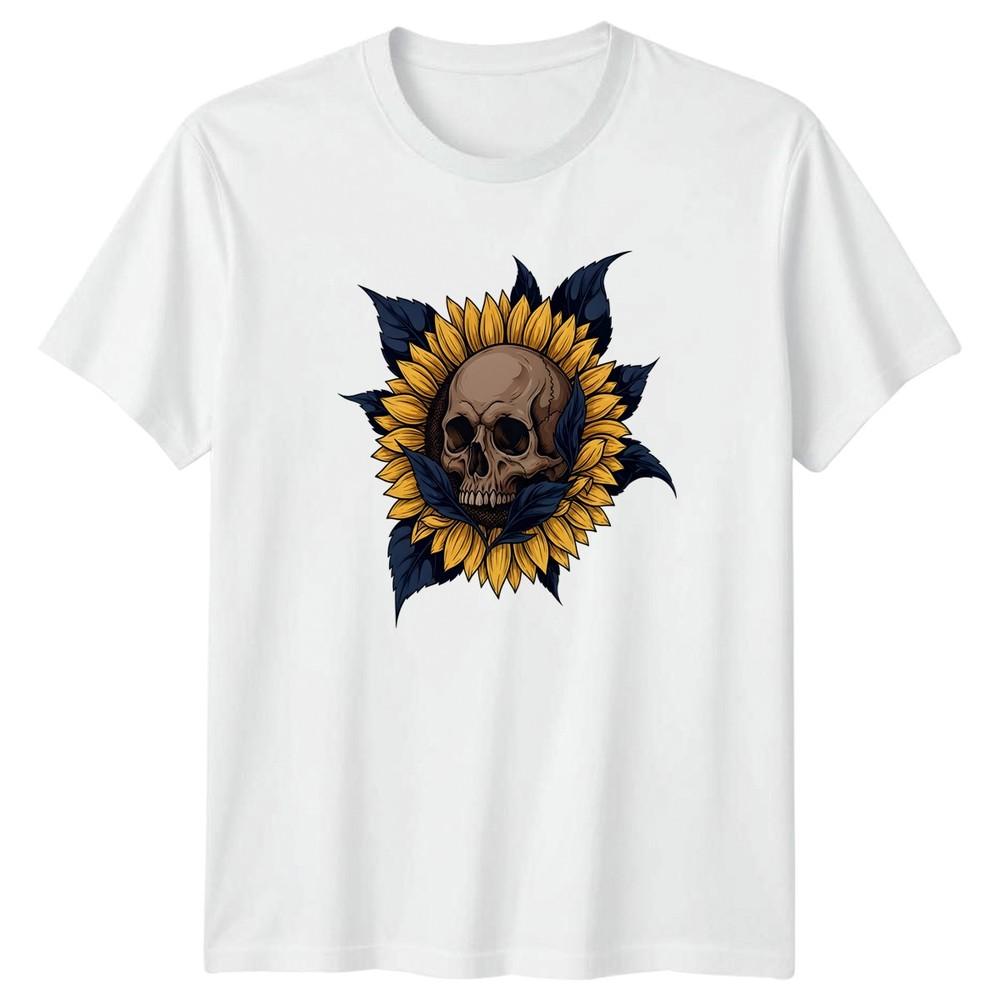 Skull Sunflower TShirt Sunflower Skull Art Gothic Nature Gift For Him And Her S