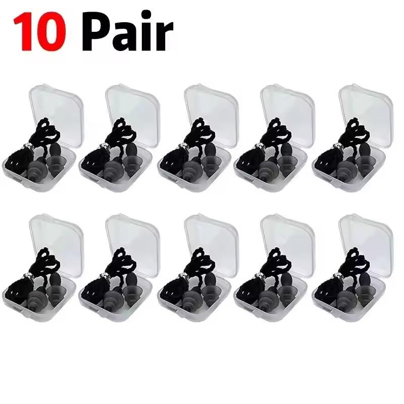 1-10 Pairs Noise Cancelling Silicone Earplugs Reusable Earplug with Rope Waterproof Swimming Rubber Ear Plugs Come with Box