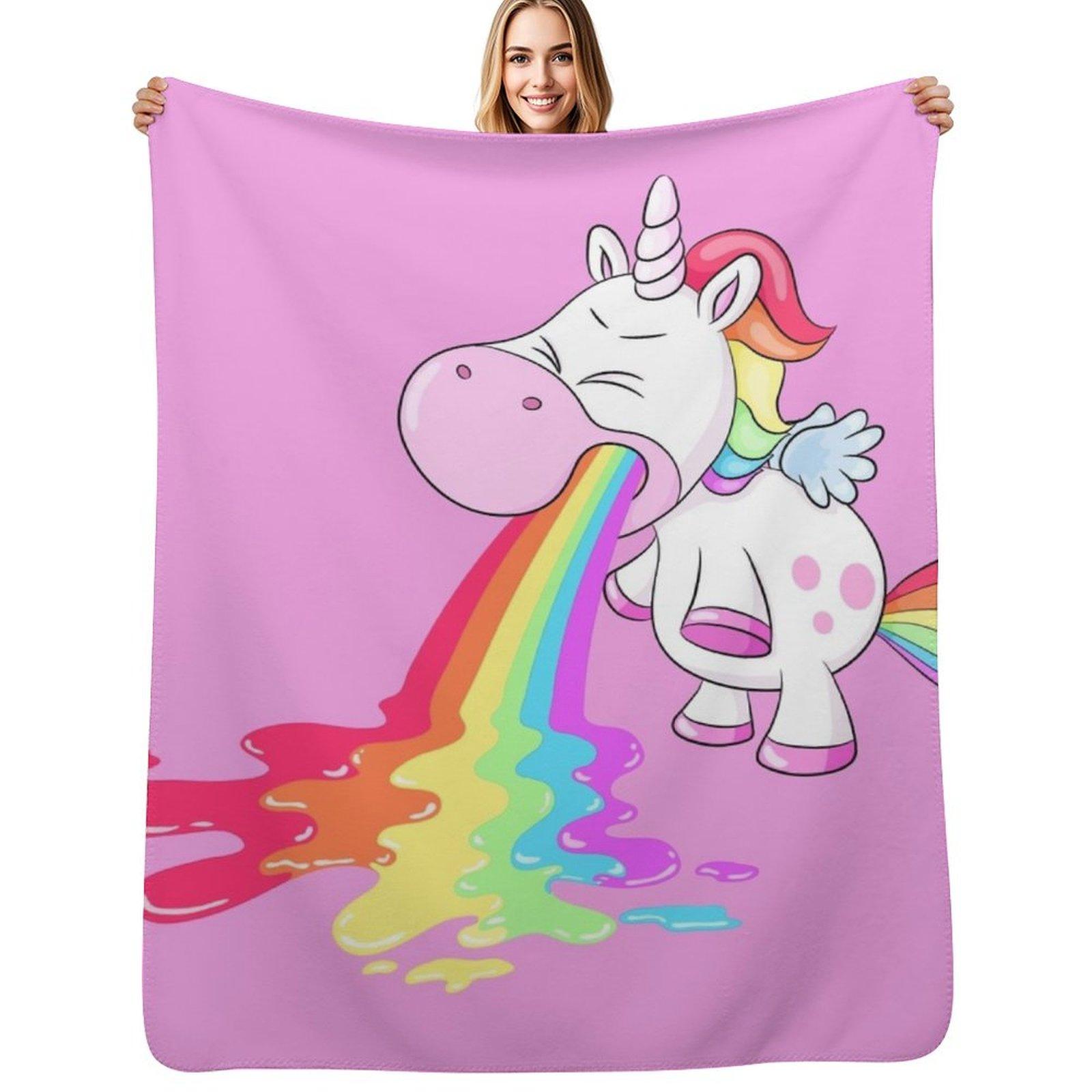 

Cute unicorn pukes a rainbow Throw Blanket Soft Cozy Blanket for Pet Kids Adults 102x76cm(40x30in)