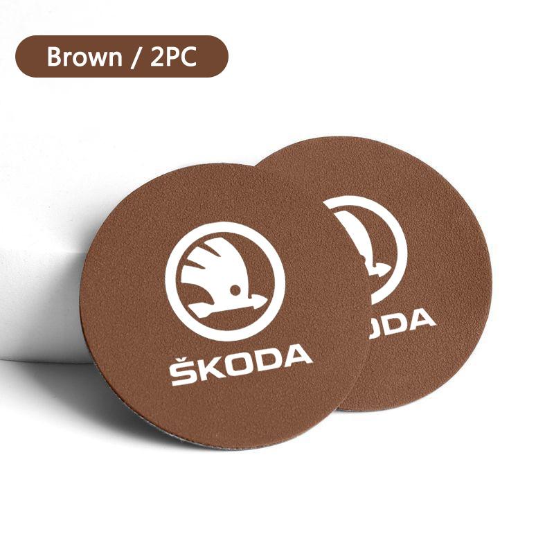 JKFB8 2Pcs Car Auto Cup Holder Anti Slip Coasters Pad Interior Accessories For Skoda Octavia Fabia Superb Yeti Enyaq Rapid Kamiq Karoq