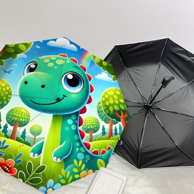 1pc Cute Dinosaur Forest Scene Umbrella with Plastic Handle,Suitable for All Seasons Home Travel Outdoor UmbrellaDD1664