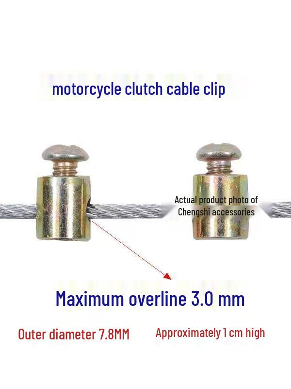 

New model fits motorcycle clutch cable clips, emergency wire ends, steel rope locks, and adjustable heads. 5 Cylinder Clips (3.0mm) Steel