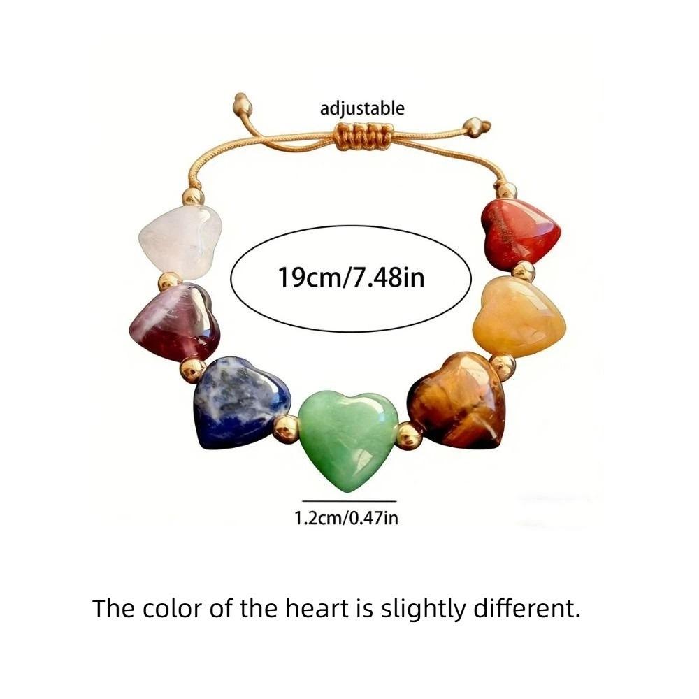 Ins Style Beads Heart Bracelet Love Bead Rainbow Stone Bracelet  Valentine's Day