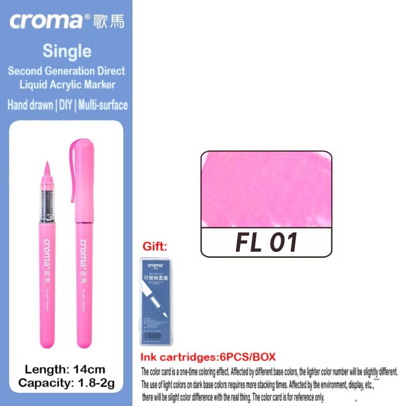 Croma 160/1 Farben Nachfüllbares Direktflüssig-Acrylmarker-Set mit Weicher Spitze, Waschbarer Aquarellpinsel Schulausstattung