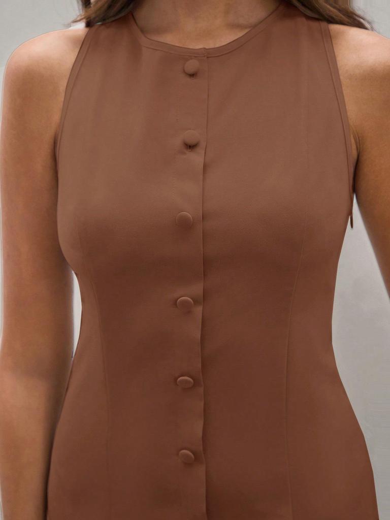 2026 Sleeveless Mid-length Women's Dress: Fashionable European & American Style with Button-up Design