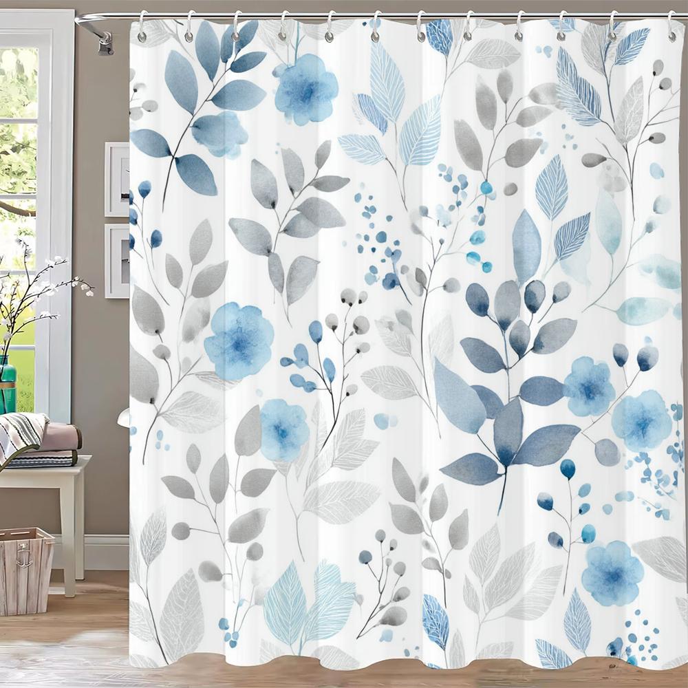 Dunika Chen Watercolor Flowers Printed Shower Curtain Bathroom Curtain,Hanging Curtain With 12 Hooks Decoration Machine Washable