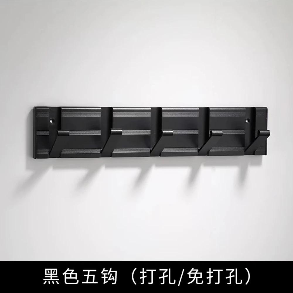 Hidden Clothes Hook Black/Silver Wall Mounted Space Aluminum Coat Hanger Hooks Bathroom Hardware Robe Hooks Drill Hole Row Hook