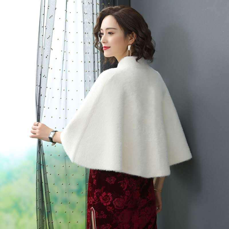 2024 Winter Elegant Loose Batwing Cloak: Fashionable Solid Color Short Shawl for Moms
