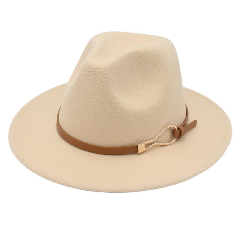 Foreign Trade Elegant Felt Hat Belt Buckle Top Hat Modified Face Jazz Hat British Dance Performance Woolen Hat Literature And Art