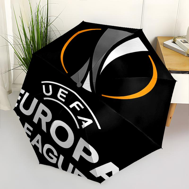 UEFA Champions League Print Automatic Umbrella, 8 Rib Iron Frame, Plastic Handle, Suitable for Outdoor Travel &Daily , Ideal Gift