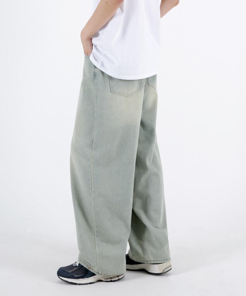 UMM Balloon Fit Snap-Wide Washed Denim Pants 3 Colors