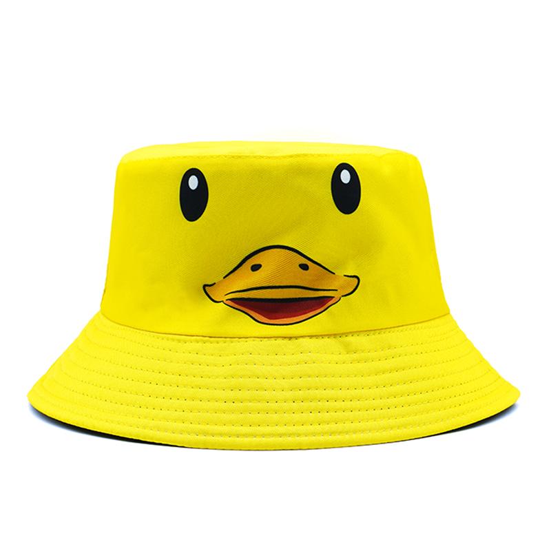 Bocca Kreslená kachna Kbelíková čepice Žlutý vzor kachen Rybářská Unisex klobouk Oboustranný Panama klobouk Čepice pro Unisex a ženy Venkovní sluneční clona