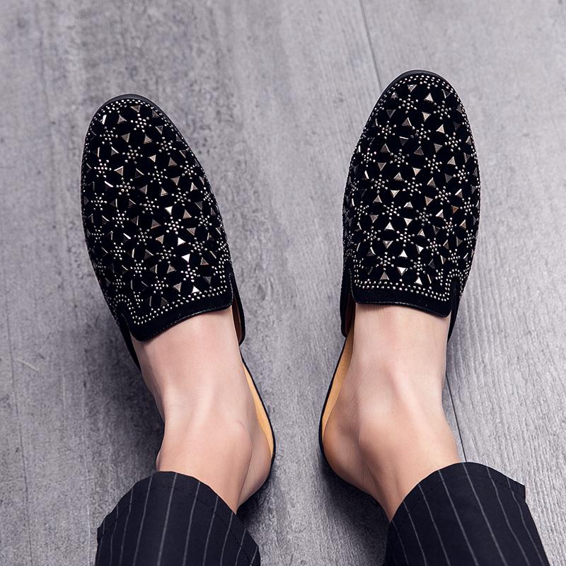 Sommer Strass Halbschuhe Für Herren Kleiderschuhe Pantoletten Herren Pantoletten Leder Halbschuhe Freizeitschuhe Slipper Hausschuhe Ballerinas Sandalen