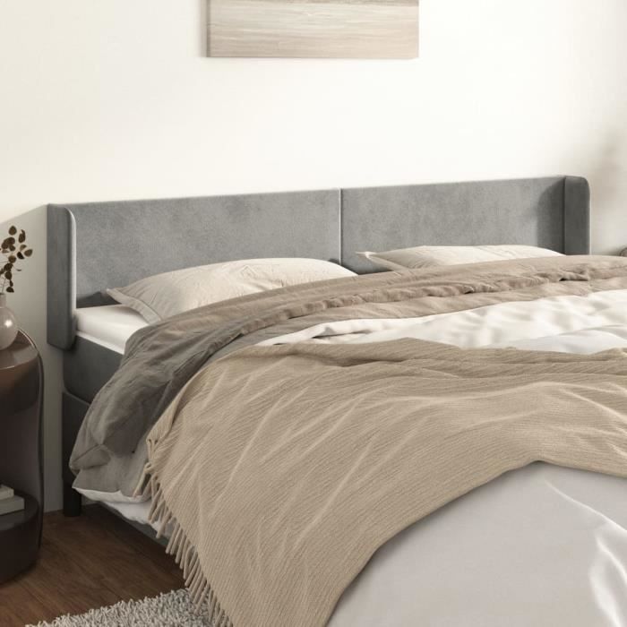 VidaXL Headboard with Ears Light Grey 203x16x78-88 Cm Velvet3118554