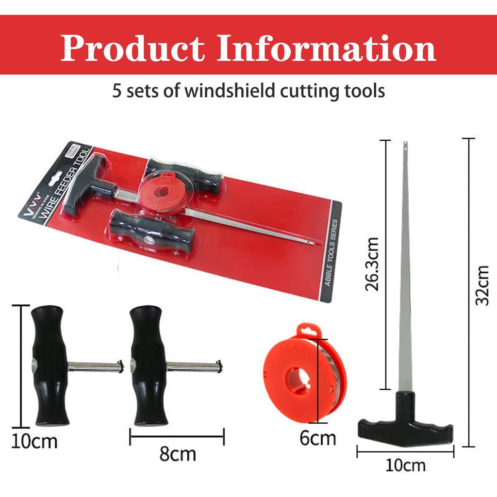 Windscreen Removal Tools, Car Window Removal Tool, Handles, Wire Installation, Universal Tool Set for Removing Windscreen Car Kit