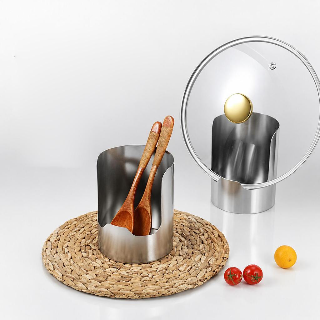 Stainless Steel Vertical Spoon and Lid Rest Organizer for Stove Top Kitchen Tongs Chopping Board Home Apartment RV Camper